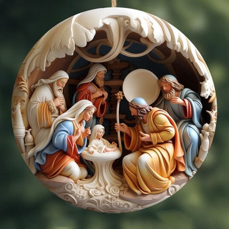 Conjunto de Enfeites Planos "Nascimento de Cristo" para o Natal