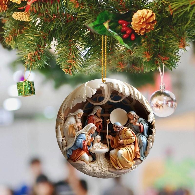 Conjunto de Enfeites Planos "Nascimento de Cristo" para o Natal