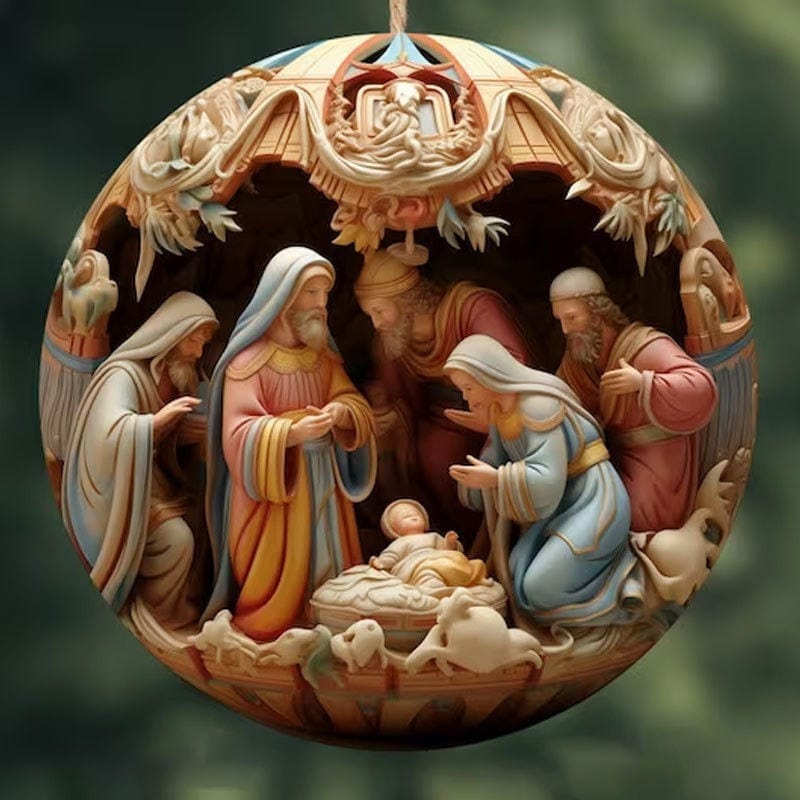 Conjunto de Enfeites Planos "Nascimento de Cristo" para o Natal