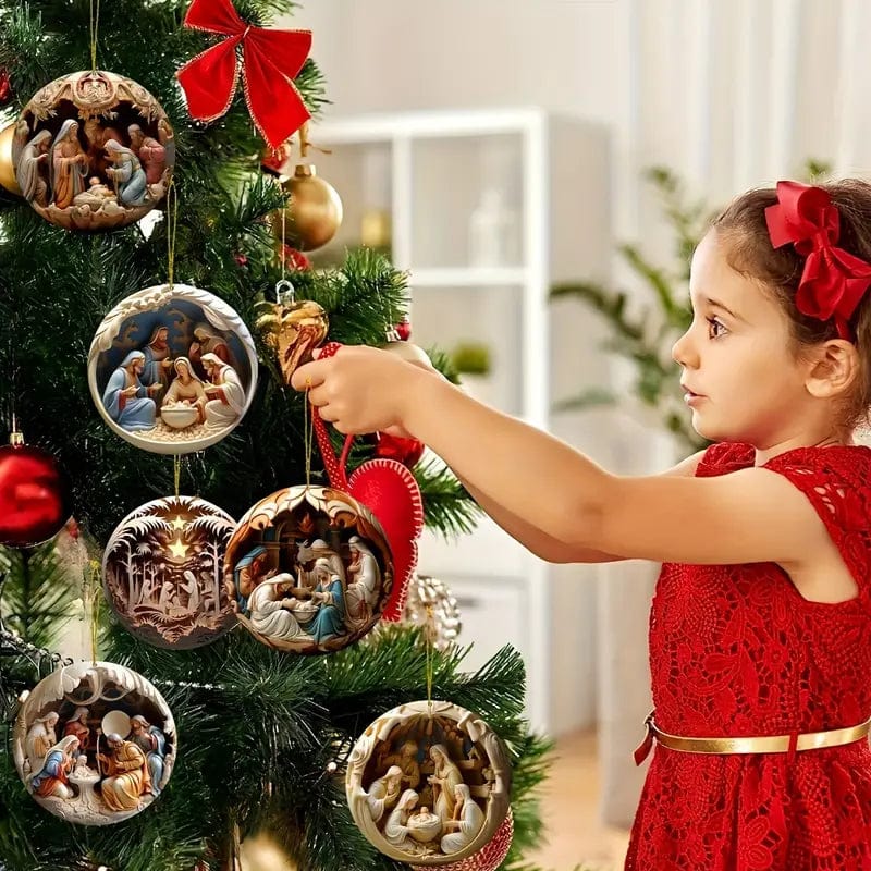 Conjunto de Enfeites Planos "Nascimento de Cristo" para o Natal