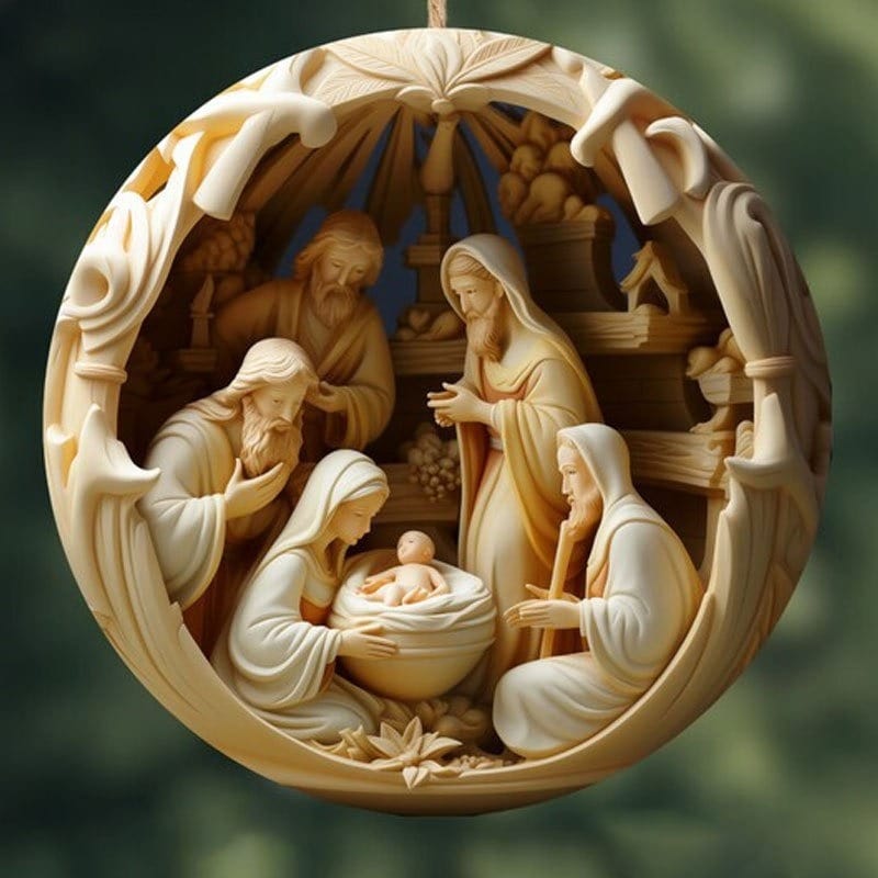 Conjunto de Enfeites Planos "Nascimento de Cristo" para o Natal