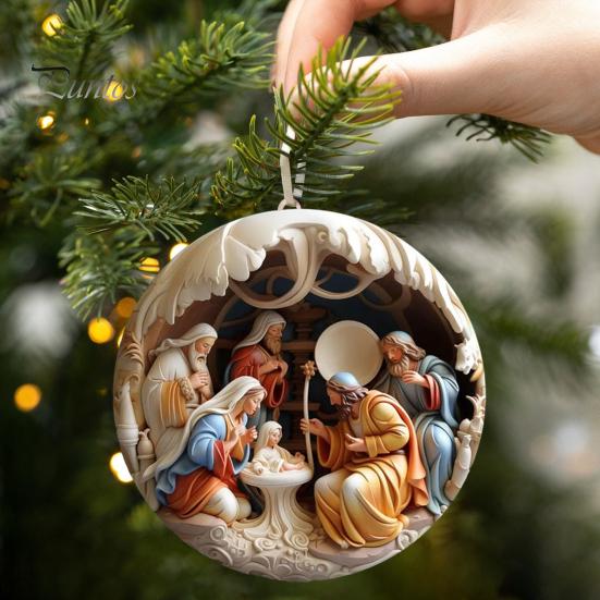 Conjunto de Enfeites Planos "Nascimento de Cristo" para o Natal