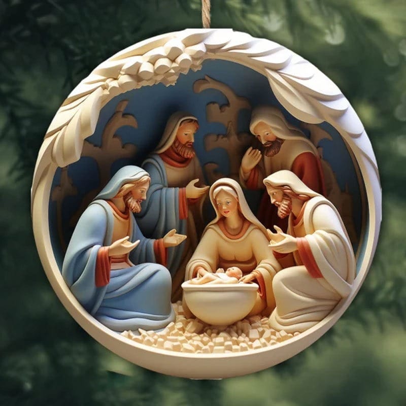 Conjunto de Enfeites Planos "Nascimento de Cristo" para o Natal
