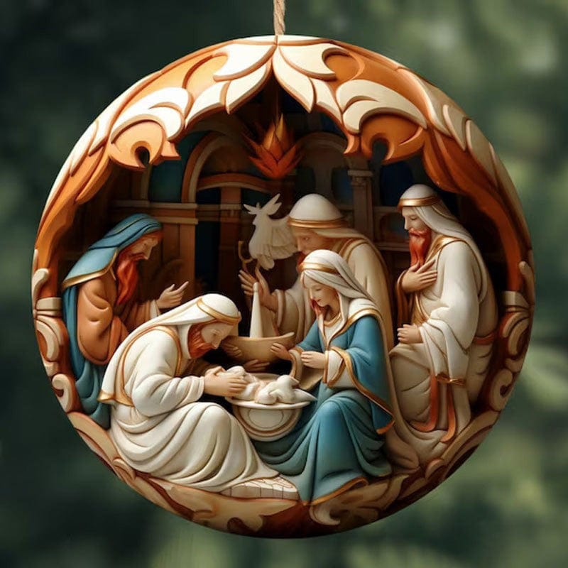 Conjunto de Enfeites Planos "Nascimento de Cristo" para o Natal