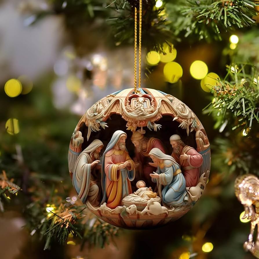 Conjunto de Enfeites Planos "Nascimento de Cristo" para o Natal