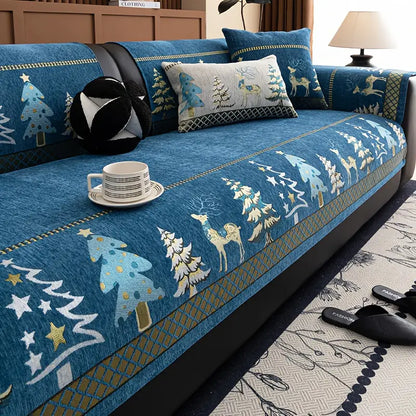 Manta Natalina Premium de Chenille – Conforto e Elegância para o Sofá + 2 Almofadas de Brinde