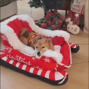 Cama Aconchegante para Cães em Pelúcia Festiva - Caminha Trenó de Natal!